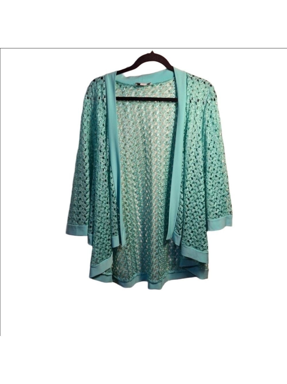 Coldwater Creek Seafoam Green Cardigan Lace Wrap Jacket